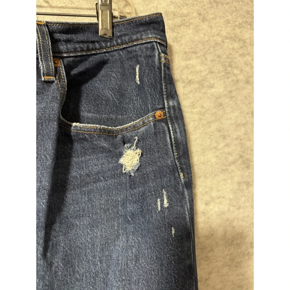 Levi's 501 Women's 31x26 Distressed Straight Leg Denim Dark Wash Ankle